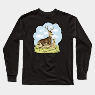 Deers Colorful Illustration Long Sleeve T-Shirt